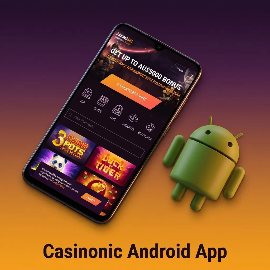 Casinonic Android app for mobile betting and casino games available free to download in Australia