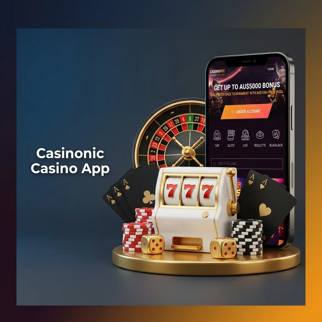 Casinonic Casino App featuring slots, table games, live dealers, and promotions from top providers like Evolution Gaming