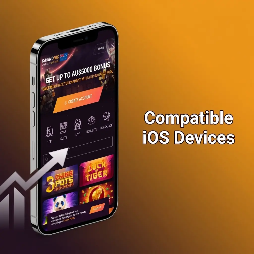 Casinonic app compatible iOS devices including iPhone X to 17 series and iPad 7th gen and later models