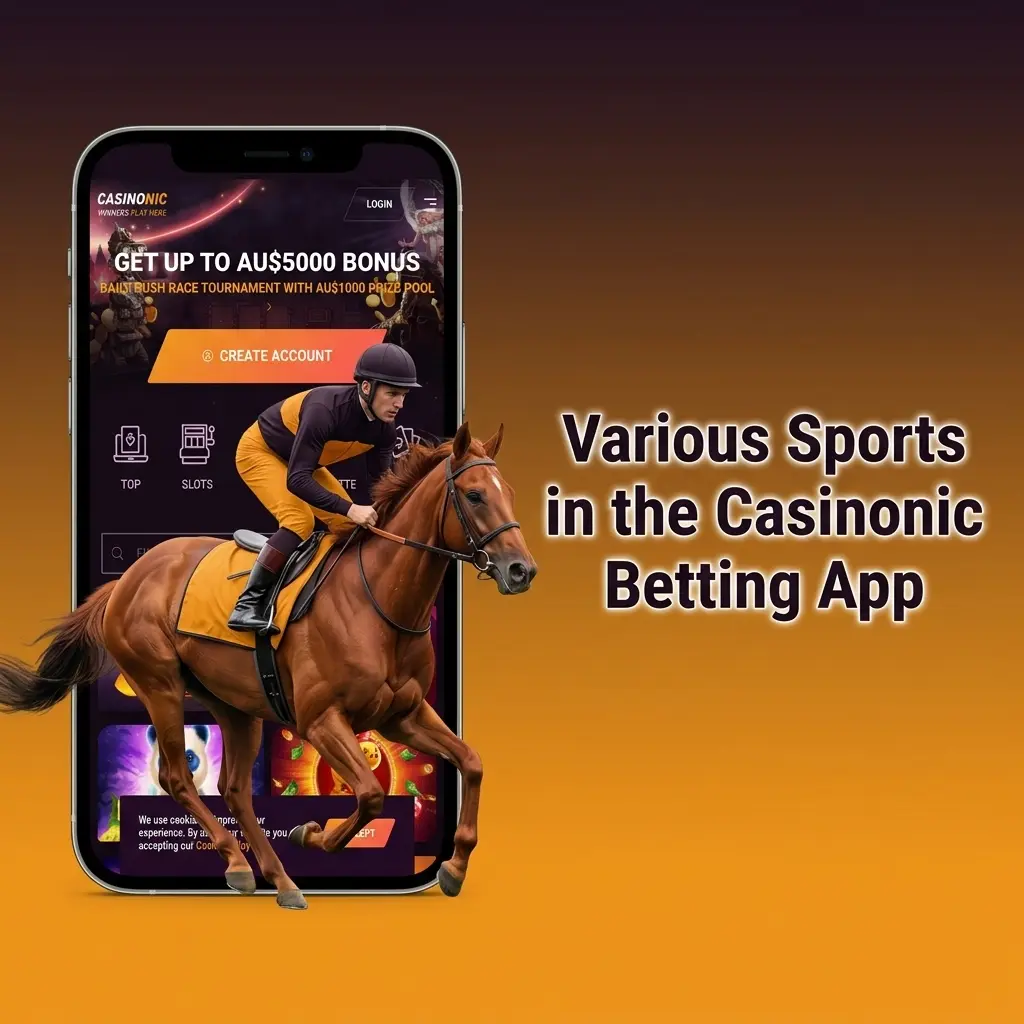 Casinonic betting app sports selection including football, basketball, tennis, AFL, cricket, esports and more